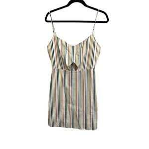 Altar’d State Dress Womens Size Large Sleeveless Mini Tie Fall Stripes Sundress